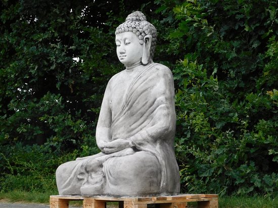 Statue de Bouddha XXL – 155 cm de Haut | Statue de Jardin en Pierre Massive