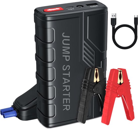 White-Label® Jumpstarter met Compressor - Startkabels - Starthulp voor Auto - Accubooster - Zwart