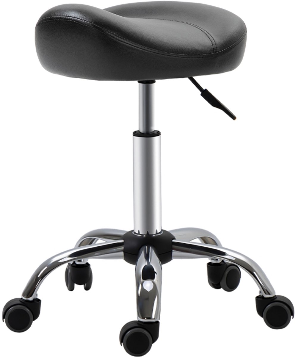 OKWISH Vergaderstoelen - Verstelbare Bureaustoel Met Gepolsterde Zitting - Draaibaar, Met Wieltjes, Ergonomisch Voor Salon - 48×48×69 cm - Ledervezelstof - Zwart