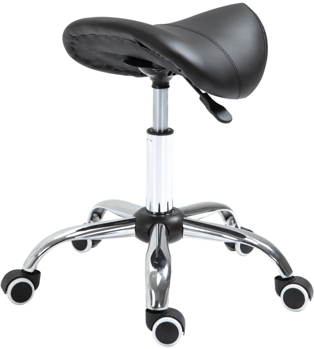 OKWISH Bureaustoelen Vergaderstoelen - Verstelbare Bureaustoel Sattelhocker - Voor Thuiswerk, Kantoor, Lange Uren - 52x53x49 cm - Ledervezelstof - Zwart