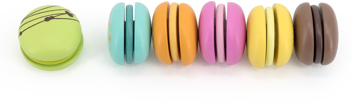 Woet® Houten Speelgoed Macaron Set - 6 Stuks met Klittenband - Speelgoedeten voor Kinderen - Rollenspel Keukenspeelgoed - Vanaf 2 Jaar — afbeelding 3