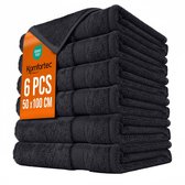 Komfortec Handdoeken - Handdoeken 50 x 100 cm - set van 6 - 100% Katoen – Handdoeken set - Zacht - Zwart