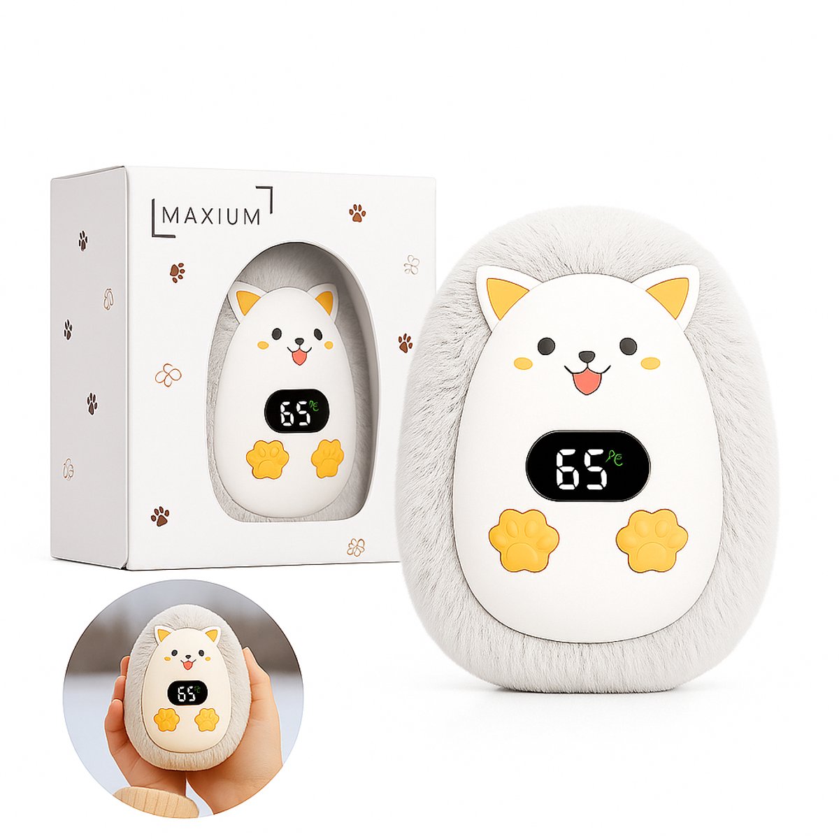 Maxium Handverwamers - Elektrische Handwarmer Poesje - Handwarmers Elektrisch - Herbruikbaar & Oplaadbaar - Handverwarmer - Winter Gadget - Schattig en klein - Compact - 1200mah - 3 Standen