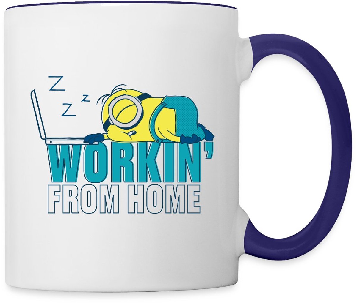 Minions Stuart Working From Home Mok Tweekleurig