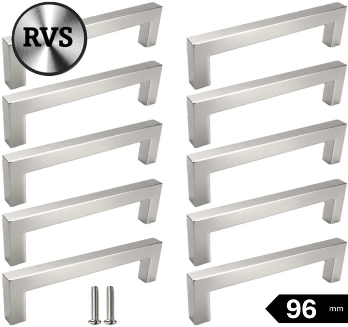 10 X MSQDESIGN RVS Handgrepen 96mm - RVS Handgreep zilver - Handgrepen keukenkastjes - zilvere Keukengrepen RVS - Kastgrepen - Meubelgrepen - Handgrepen deurtjes kast - Handgreep keuken - Deurgreepjes - ladegreep - Meubelgreep RVS zilver