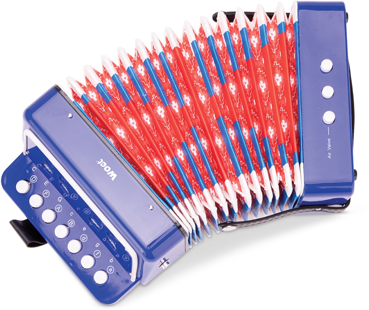 Woet® Speelgoed Accordeon voor Kinderen - Speelgoedinstrument - Blauw - Inclusief Muziekboekje met 8 Liedjes - Vanaf 3 jaar