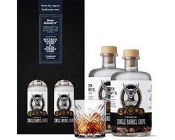 Deer Jimmy's® Make Your Own Whiskey - Gift Set met whiskey tumbler glas - Schotse Whisky Speyside & Islay Cask - Rijp je eigen drank met houtsnippers van een gebruikt whisky vat