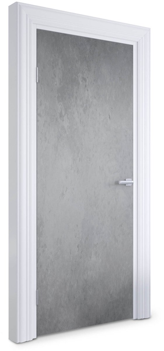 Wallfluent Deursticker - Grijze textuur Deurbehang Sticker - 85 x 205 cm - Grijs Deurbehang - Moderne Deur Sticker - Imitatietextuur Deurposter - Deursticker voor de Keuken - Deur plakfolie