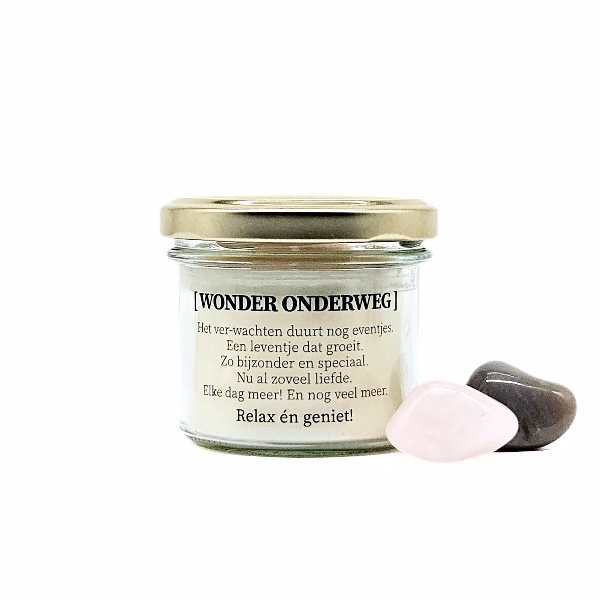Candlelight-on - geboorte kaars met edelsteen - Wonder onderweg - o.b.v. sojawas en etherische oliën