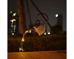 Merkloos Sfeervolle Tuinverlichting Gieter met LED-Licht - Solar Tuinlamp - Hangende Buitenlamp - Decoratieve Solar Lamp voor Tuin & Terras