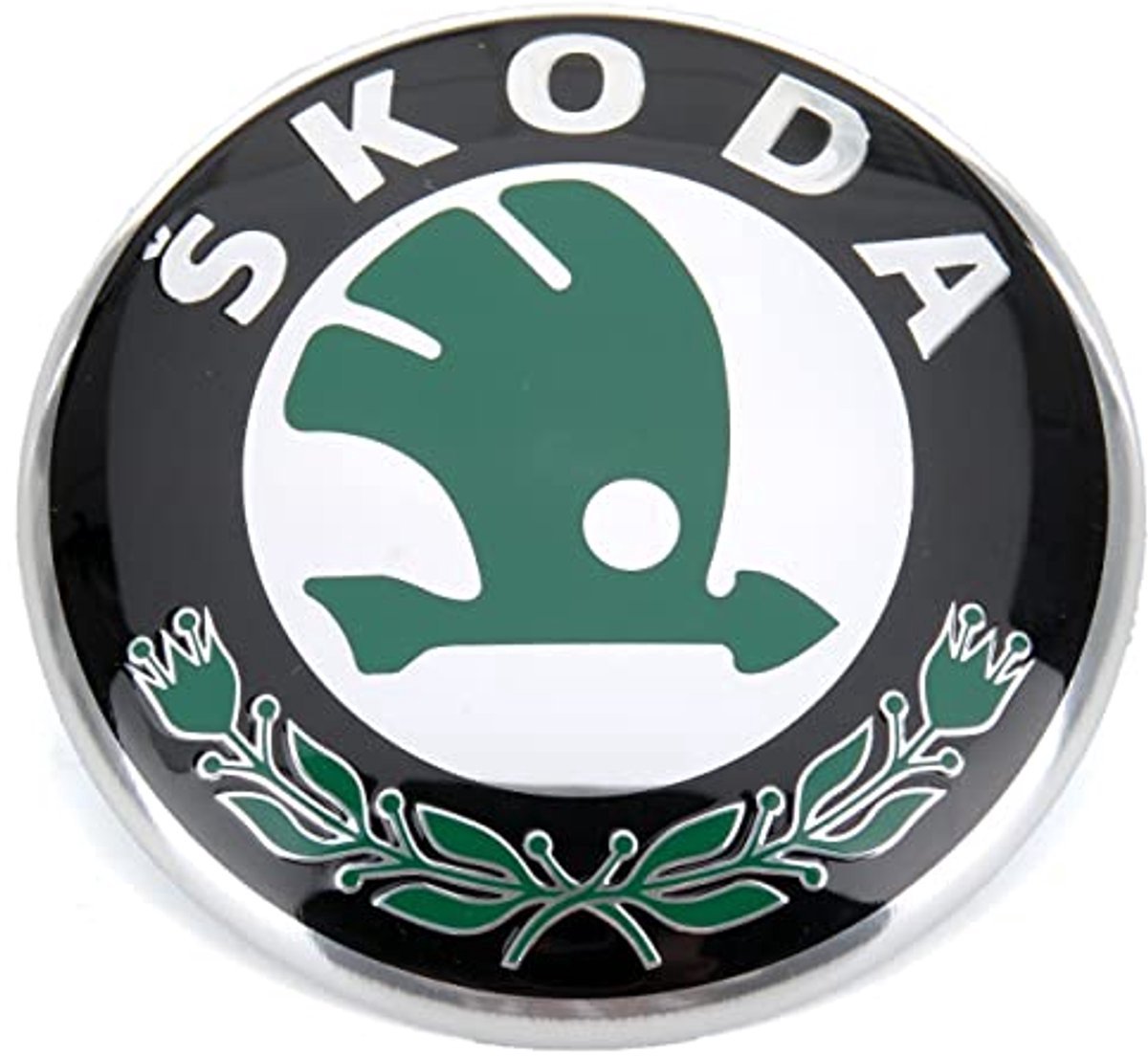 Škoda Embleem - Logo voor Kofferbak/Motorkap - Groen Badge - 2 Pinnen - 90mm