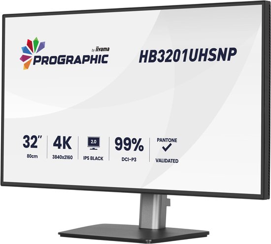 32-inch iiyama ProGraphic HB3201UHSNP monitor met 4K resolutie, 99% DCI-P3.