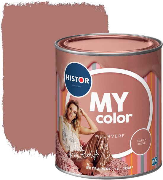 Histor MY Color Muurverf Extra Mat – Intense Kleurkracht – Extra Dekkend en Vochtregulerend – Geurarm en Oplosmiddelvrij – Voor Binnen – Earth Rose – 1L - Roze - Limited Edition - By Roos Reedijk