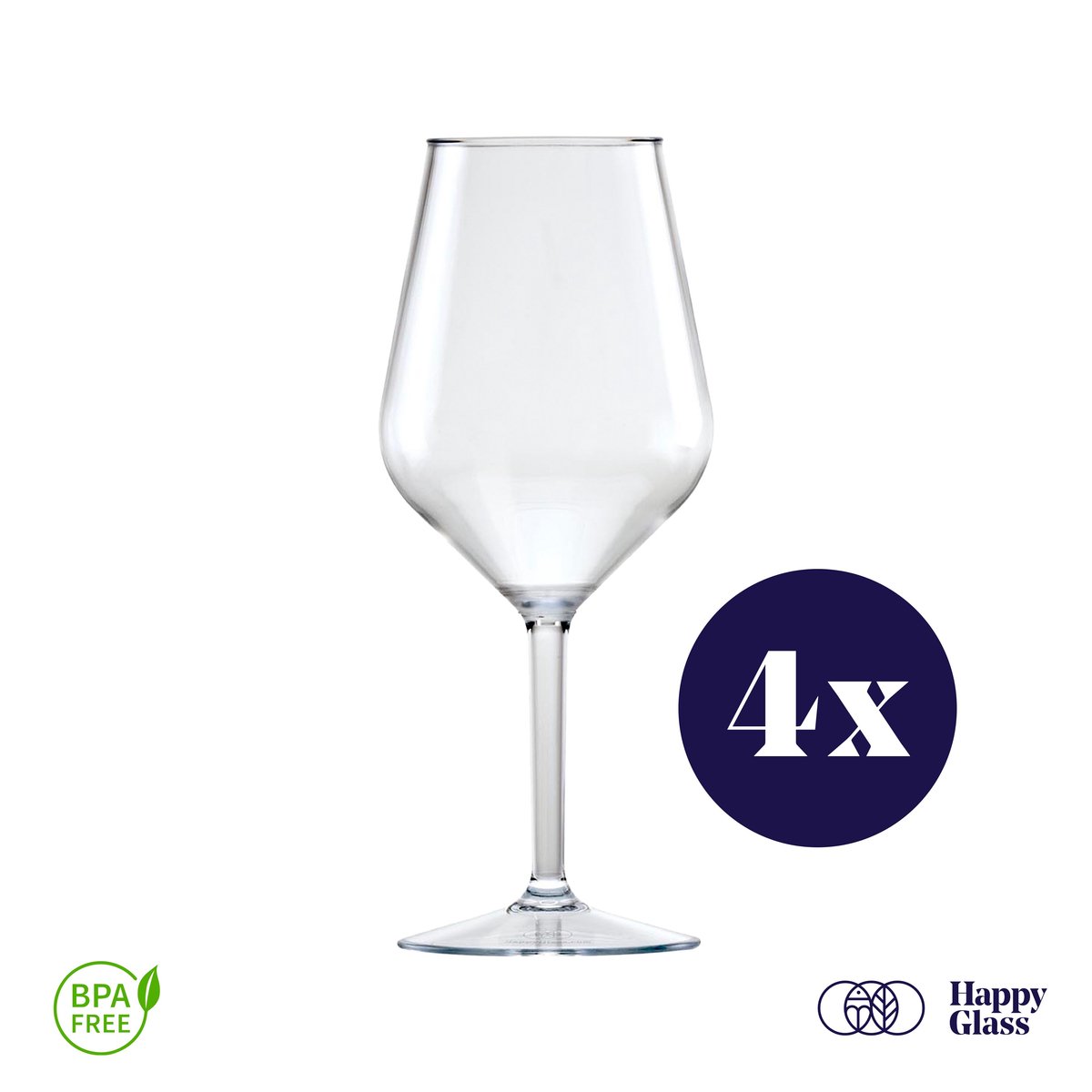 HappyGlass Lady Abigail plastic wijnglazen – Set van 4 kunststof herbruikbare wijnglazen – 47cl – Transparant – BPA-vrij Tritan