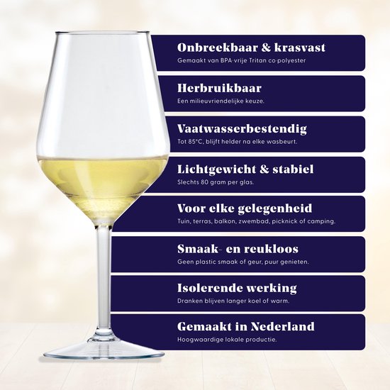 HappyGlass Lady Abigail plastic wijnglazen - Set van 4 kunststof herbruikbare wijnglazen - 47cl - Transparant - BPA-vrij Tritan van HappyGlass — afbeelding 2