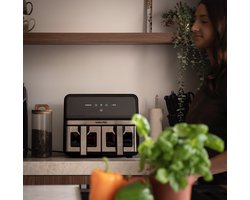 Swiss Pro+ Dubbele Airfryer Heteluchtfriteuse XXL Airfryer twee Kookvakken 8 Liter 1700 Watt Dual Zone Technologie Classic Edition Zilver Model 2026 SPAF8L2S