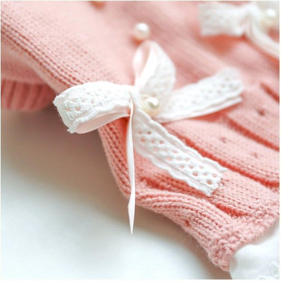 Hondenjas - Hondentrui - Truijurk voor Kleine Honden - Jurk Teefje met Strik - Roze Blauw Warme Winter - Prinsessenkant - Verjaardagen - Valentijnsdag - Roze Medium- Kerstversiering - Kerst - Maat M