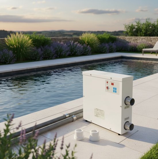 3000W Zwembadverwarmer, Elektrische Waterthermostaat met Temperatuurregeling, Zelfverwarming voor Spabad, Zwembad, Bedraad, met Circulatiesysteem, Drukschakelaar (3KW