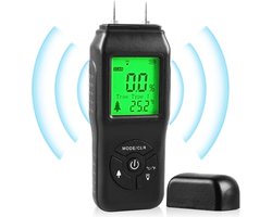 Ynkkvre - Professionele Vochtmeter - Digitale Hygrometer - Vochtmeter Muren - Houtvochtmeter - 4 gespecialiseerde meetmodi voor verschillende materialen - Nauwkeurigheid ±1% - Verlicht LCD-scherm met data-opslag - Meetbereik 0-70% voor hout en muren