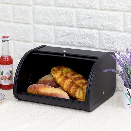 PLINT Brooddoos met roestvrijstalen behuizing Metalen opbergbak voor thuis voor aanrecht, extra grote broodtrommel met schuifdeksel, brooddooshouder met deksel, bakkerijopslagcontainer, roze kleur