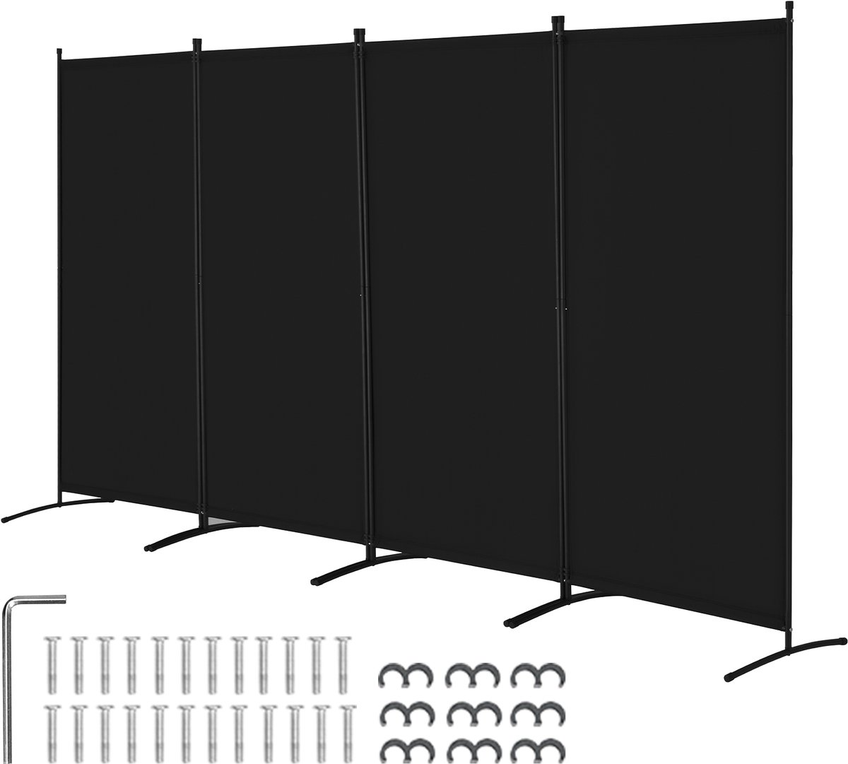 Vevor Scheidingsscherm 3464 mm 4 Panelen Kantoor Zwart Privacyscherm