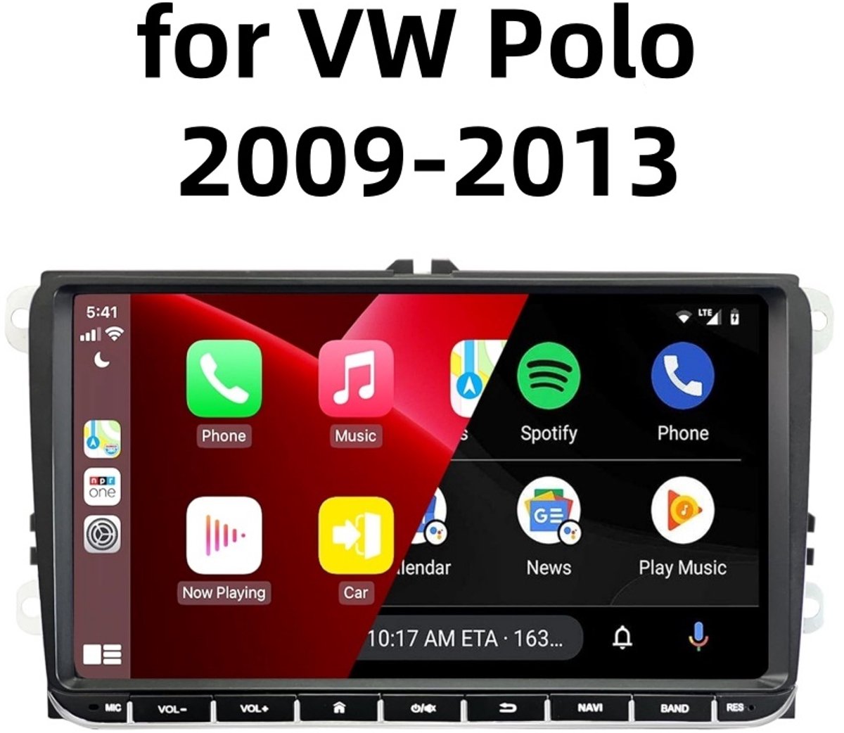 Autoradio Bluetooth - Auto Navigatiesysteem 9 Inch - Android 15 Auto Middenbeheer Met CarPlay / Achteruitrijcamera - Geschikt voor Volkswagen Polo 2009-2013