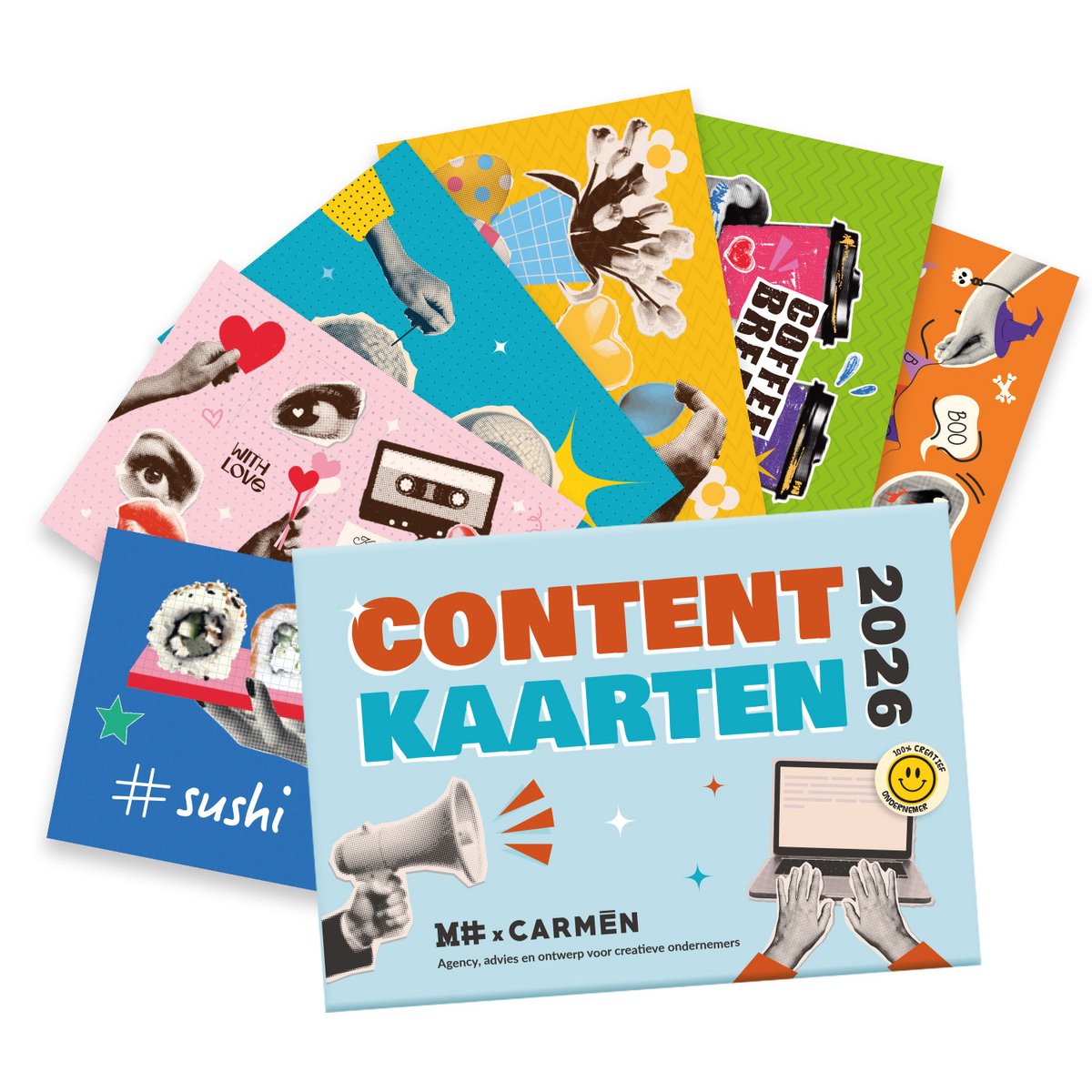 Contentkaarten 2026 | 12x A5 Kaarten | Content inspiratie kaarten | Voor creatieve ondernemers | Studio Mamengo x Mashtag