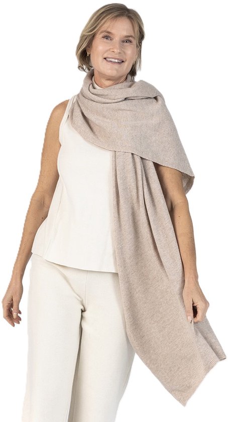 Cashmere-Merino Wol-Sjaal Dames-Sjaal Heren-Zand Beige-200*70 cm-Made In Italy-Omslagdoek-Sjaal-Sjaal Dames Winter-Sjaal Heren Winter-Sjaals