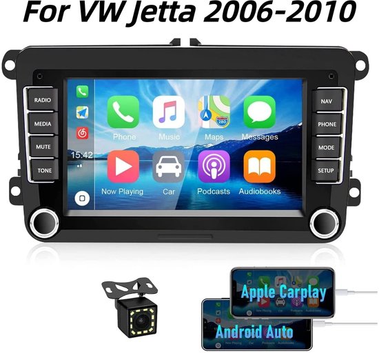 GPS Navigatie Touchscreen Auto Stereo voor VW Jetta 2006-2010 | 7inch Android 13, Draadloos CarPlay & Single/Double DIN Dash Integratie