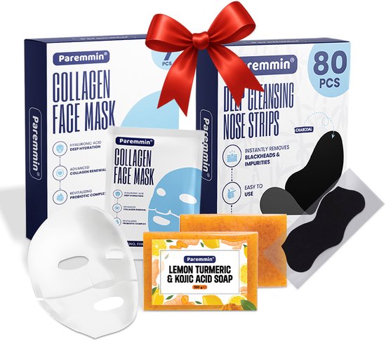 Coffret de soins Paremmin 3 pièces - Coffret bien-être - Coffret cadeau femme - Masque visage au Collagène - Coffret cadeau