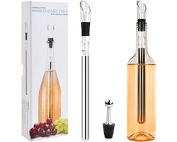 Wijn Koelstaaf Set – 3-in-1 RVS Wijnkoeler en Schenkstuk