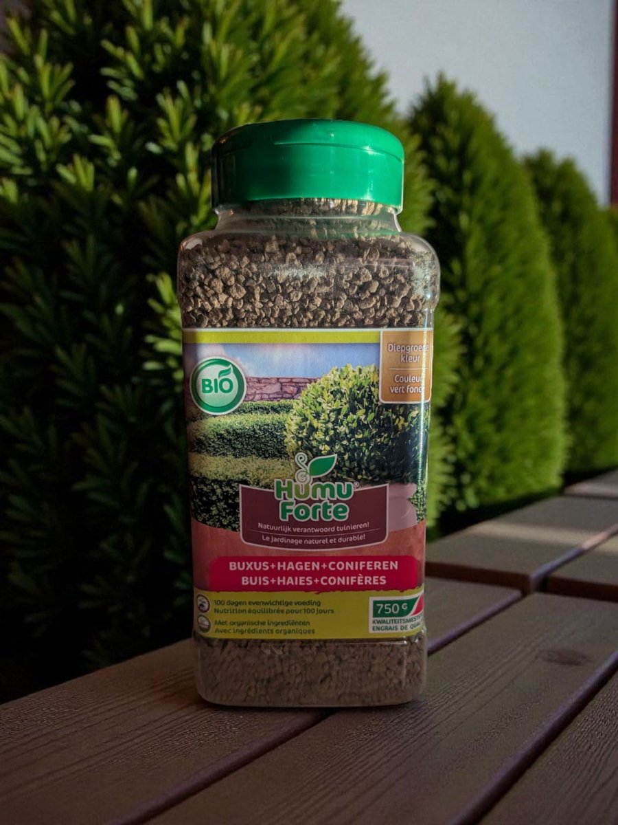 Humuforte Buxus, Hagen & Coniferen Meststof 750 g | Biologisch | 100 Dagen Voeding | Voor Gezonde, Groene Hagen