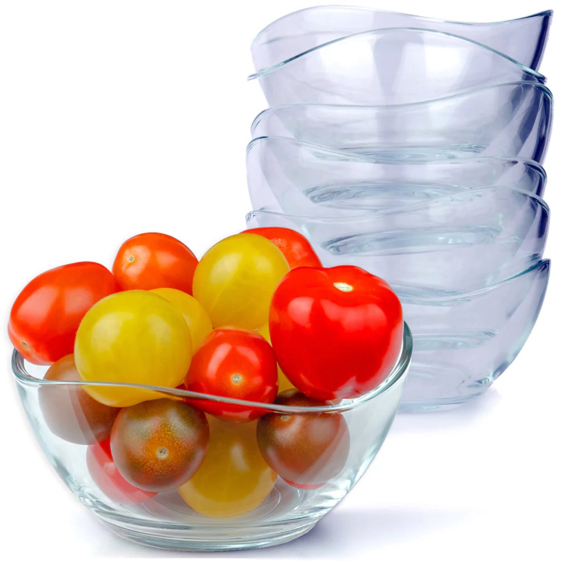 Set van 12 Glazen Schaaltjes – Dessertkommen / Ijscoupes 215 ml – Transparante Kommetjes voor IJs, Dessert, Snacks, Noten en Chips – Stijlvolle Glazen Schalen - 12 x 215 ml