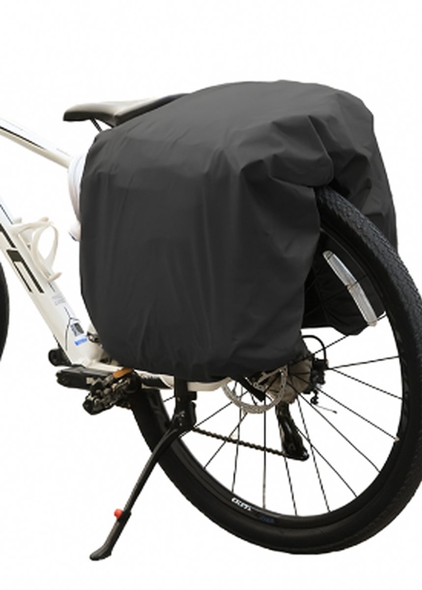 Rieba® Regenhoes Fietstas - Voor Dubbele Fietstassen van 45 tot 60 Liter - Hoes - Waterdicht - Fiets - Bagagehoes Fietstas Dubbel - Regencover - Raincover - Zwart