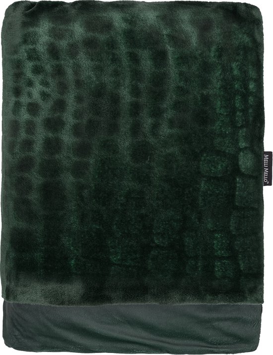 Melli Mello - Be My Baby - Plaid - Donkergroen Croco-Patroon - Zacht Flanel - 130x170 cm