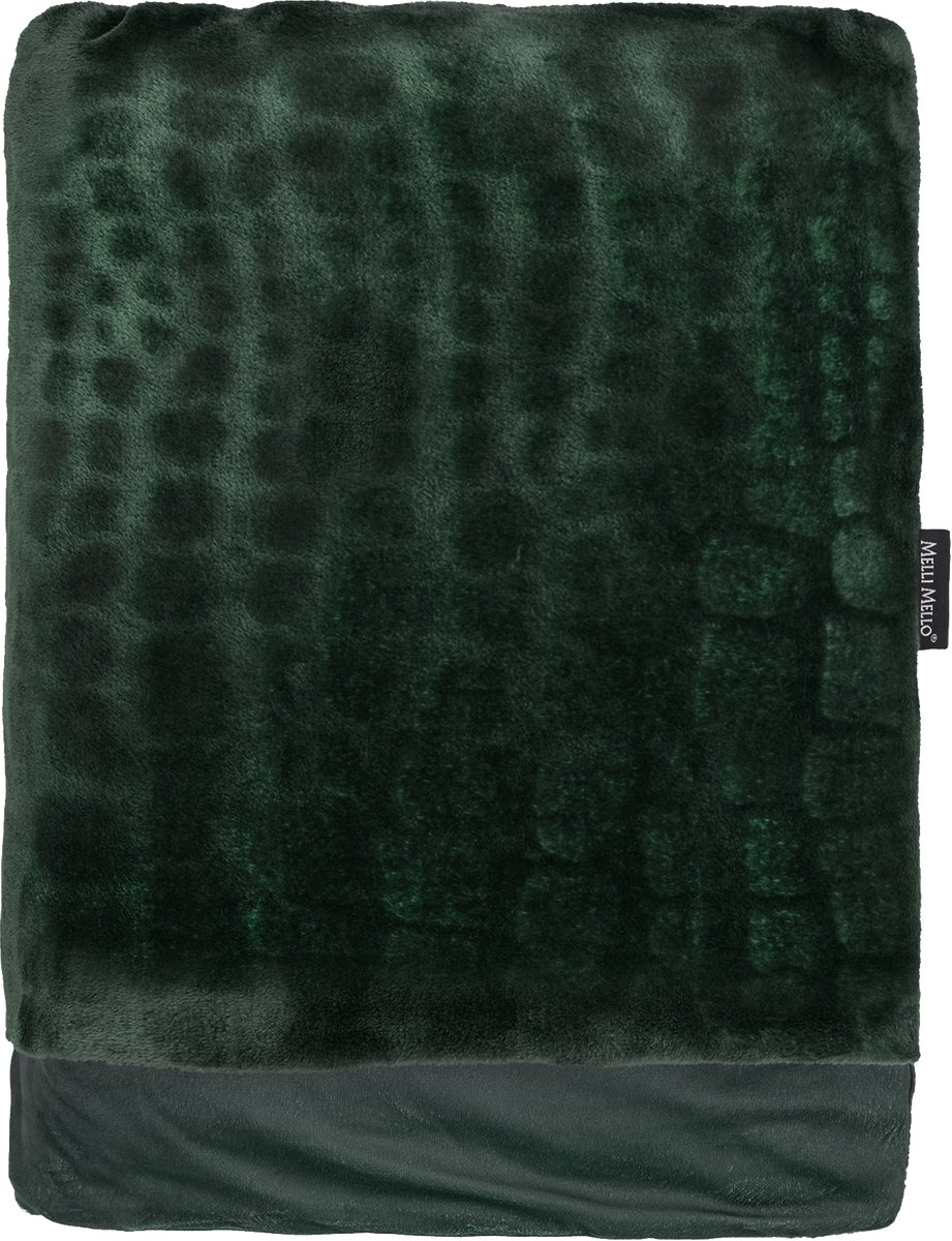 Melli Mello - Be My Baby - Plaid - Donkergroen Croco-Patroon - Zacht Flanel - 130x170 cm