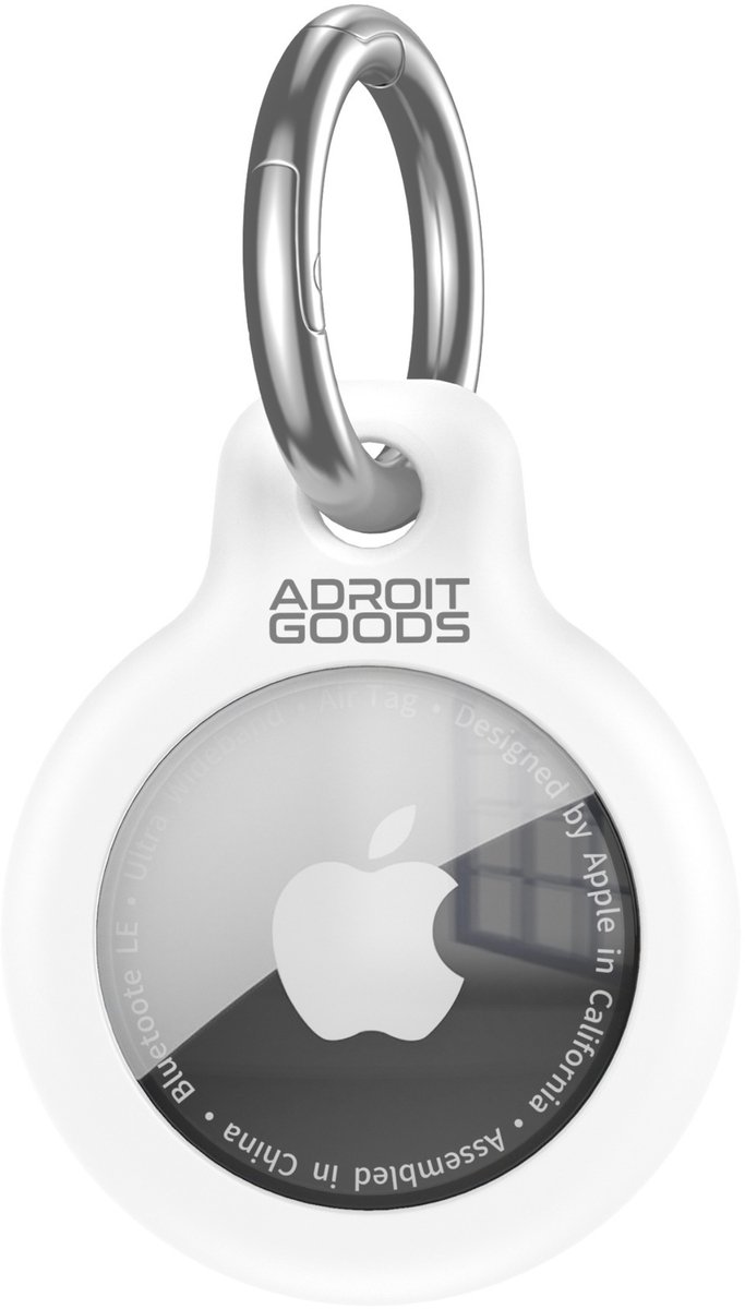 AdroitGoods Ronde TPU Beschermhoes – Geschikt voor Apple AirTag – Spatwaterbestendige Sleutelhanger Case - Wit