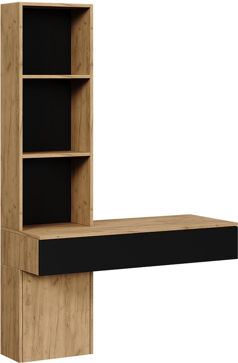 Vicco Kaptafel Melora, Eiken/Zwart, 100 cm zonder spiegel