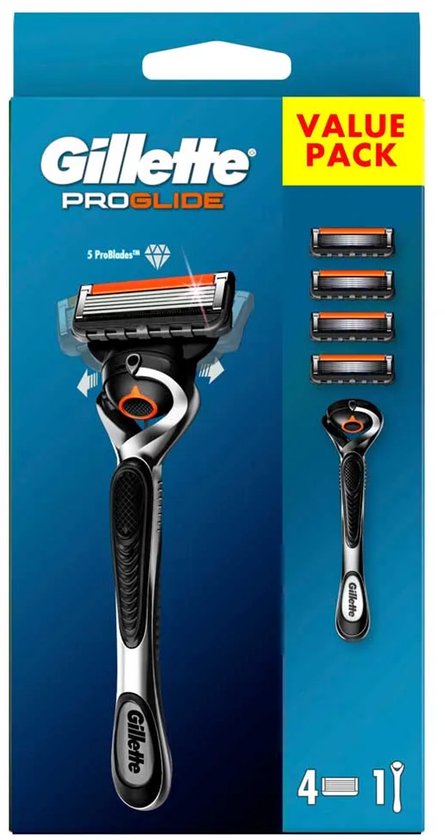 Gillette Fusion Proglide Handmatig Scheermes + 4 Reservemesjes Zilver Man