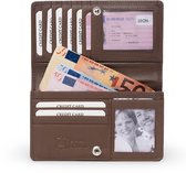 Portemonnee dames - Kastanjebruin leer - Stijlvol en praktisch - portemonnee dames groot - Perfect als cadeau - Portemonnee - Leer