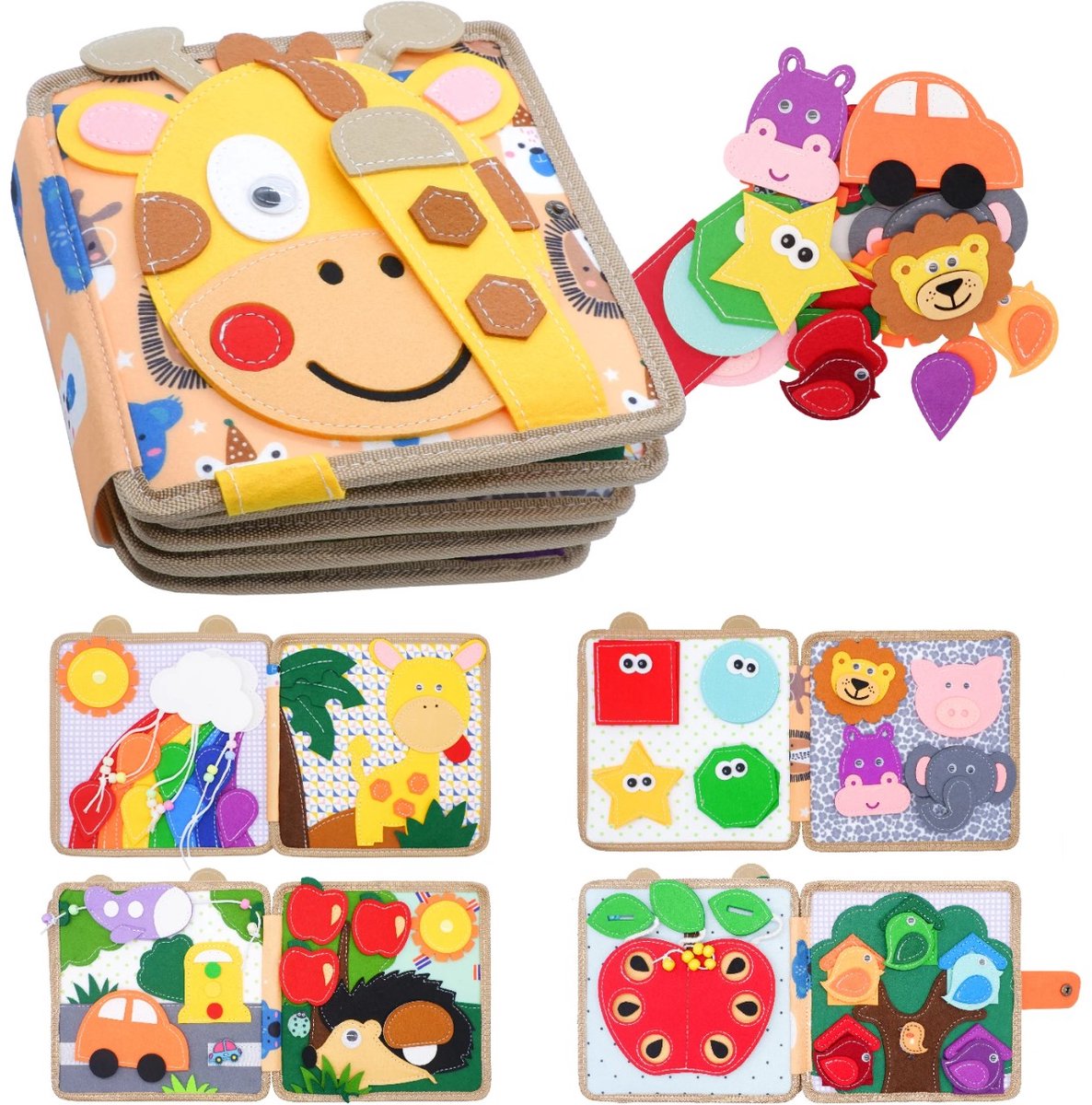 WoodyDoody Motoriek Baby Leerboek voor Peuters XL Variant - Eerste Vaardigheden Boek voor Peuters - Speels en Leerzaam Motoriek Map Motoriek Leerboek GIRAFFE - Educatief Speelgoed - kinderspeelgoed 1 jaar 2 jaar 3 jaar 4 jaar grote speelgoedboek 2025 — afbeelding 7