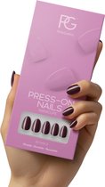 Pink Gellac Press On Nails - 332 Sangria Red - Round Small Plaknagels - 30 Press On Nagels Met Lijm, 30 Plakstickers, Cleaner Wipe, Nagelvijl, Woodstick en Size Matcher - Snel Aan Te Brengen Plak Nagels Kort - Voor 7-14 Dagen Mooie Nagels