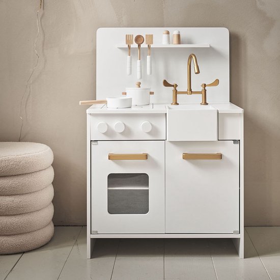 Petite Amélie Speelkeuken Wit - Kinderkeuken incl. 7 Keukenaccessoires - H 83,5 cm