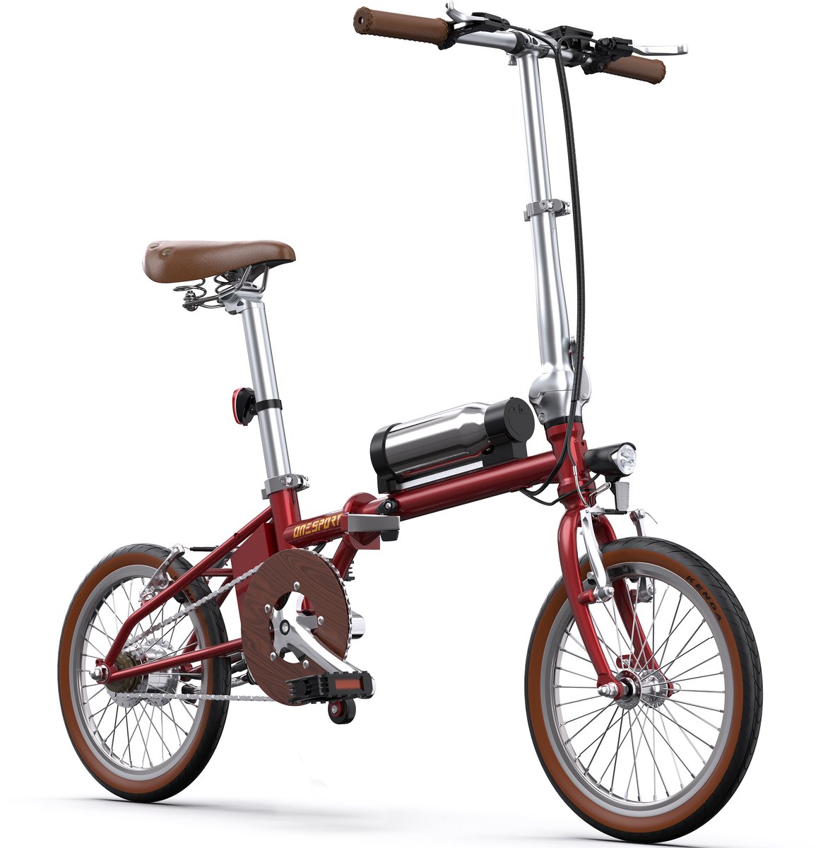 Elektrische Fiets ONESPORT OT02 - Compacte Elektrische Vouwfiets - 36V 5.2Ah Accu - 40 km Actieradius - 16×1.35 inch Banden - Snelle Oplaadtijd 2,5 uur - Ideaal voor Stad en Woon-werkverkeer - Rood