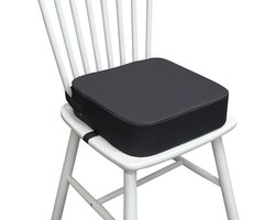Zitverhoger voor Kinderen - Kinderzitje - Zitverhoger - 34x34x9Cm - Wasbaar - Demonteerbaar - met 2 Veiligheidsgespen - antislip stoelverhoging - Kinderstoelkussen - Voor kleine kinderen, eetkamerstoel, verhoging pad, eetkamer - Donkergrijs