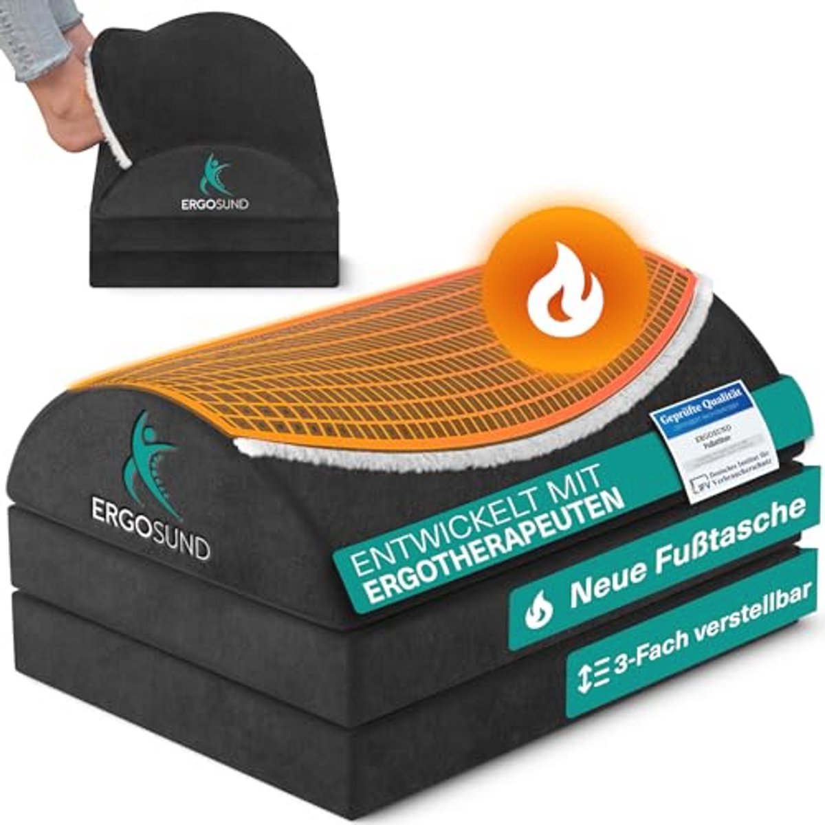 Verstelbare ergonomische voetensteun met pluizige voetenzak voor bureau en thuiskantoor