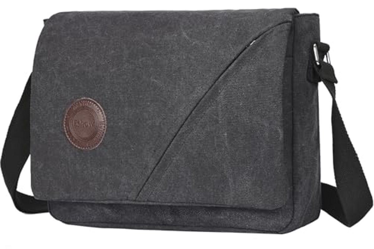 Schoudertas voor Heren - Vintage Canvas Boodschappentas voor Laptop, Werk en Vrije Tijd