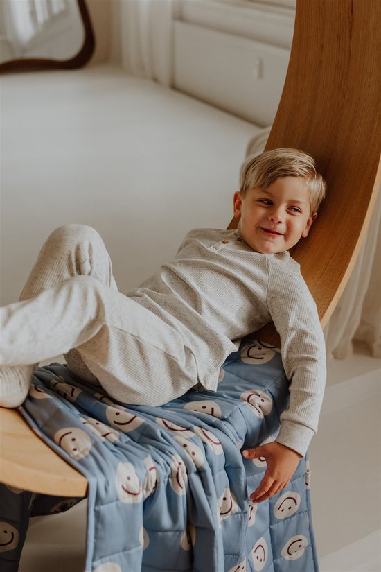 BLENKZ – Verzwaringsdeken Kind 3 kg – 100×150 cm – Kinderformaat – Voor kinderen van ±4–8 jaar – Smile Blue Merlot – Zwaartedeken