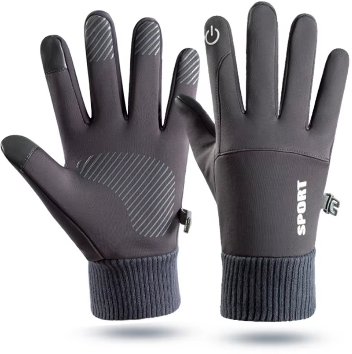 Waterdichte Touchscreen Fietshandschoenen - Antislip & Winddicht - Winterhandschoenen Sport - grey - Maat M