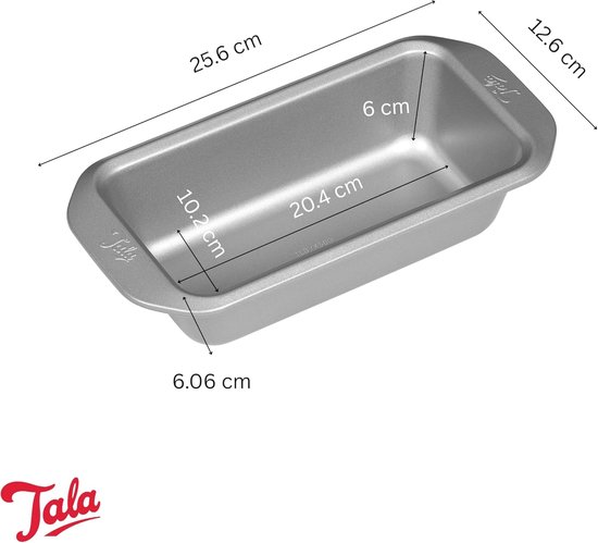 Tala Everyday – Brood- en Cakeblik – 25 x 12.5 cm – Non-stick – Carbonstaal – Met Brede Handgrepen – Stapelbaar